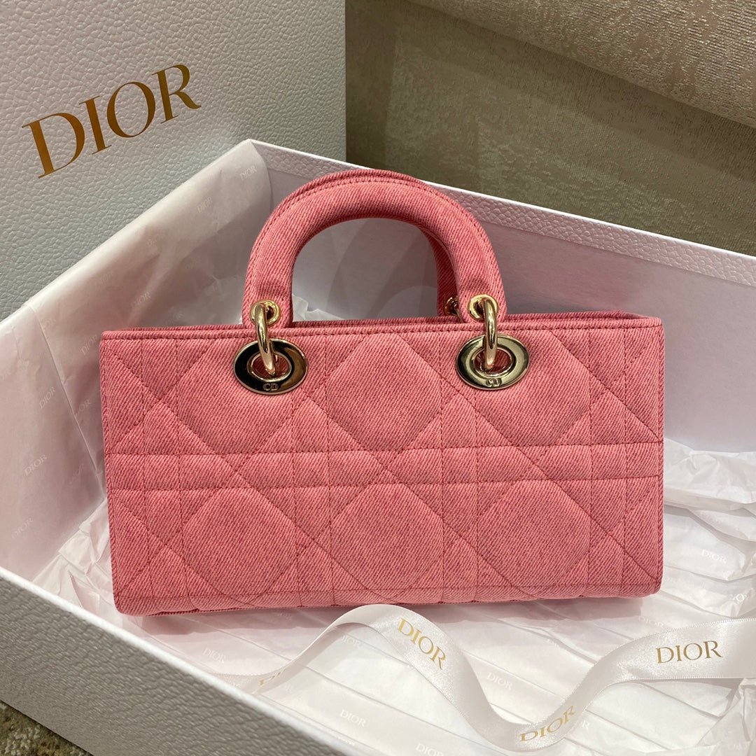 [TOP] Christian Dior Lady D-Joy Bag Cannage Denim - Pink