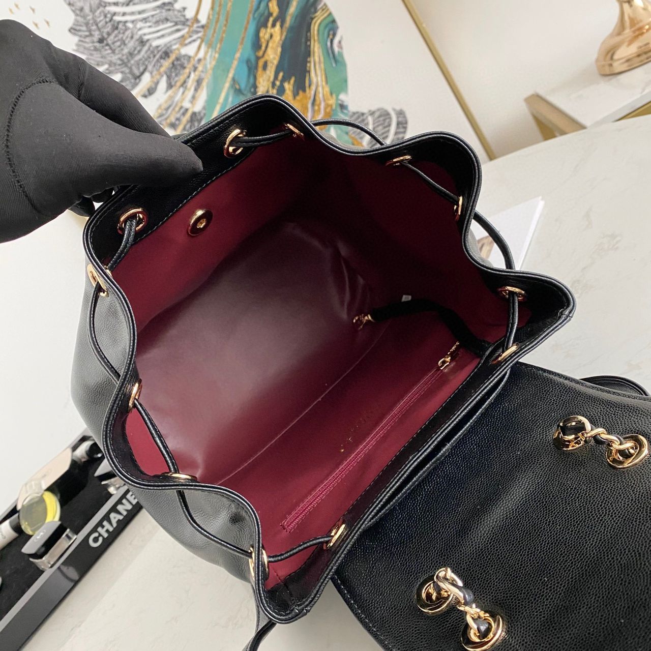 [TOP] CHANEL Quilted Business Affinity Backpack - Black