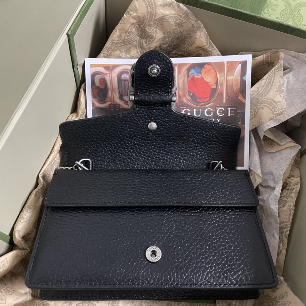 [TOP] GUCCI Dionysus Small Shoulder Bag 16.5x10x4cm - Black & Grey & White-SHW