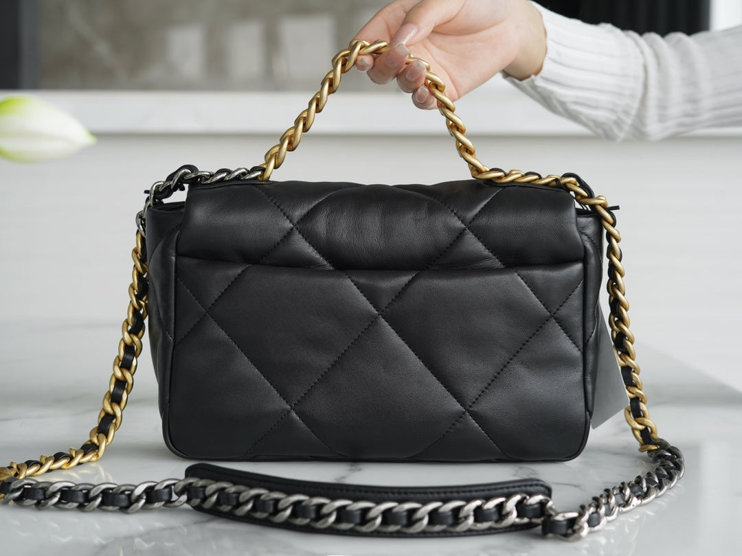[TOP] CHANEL 19 Bag Small 26cm - Black & Gold Buckle