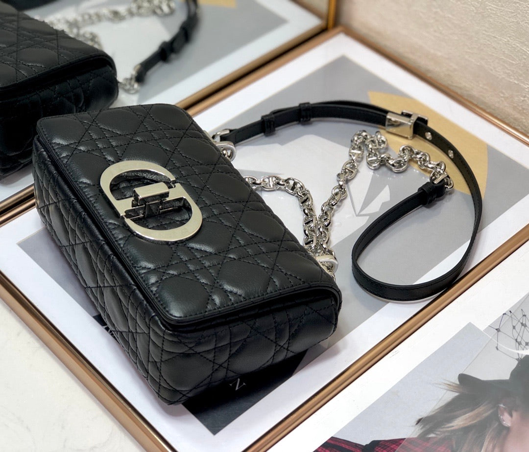 [TOP] Christian Dior Caro Bag Small - Black and Silver