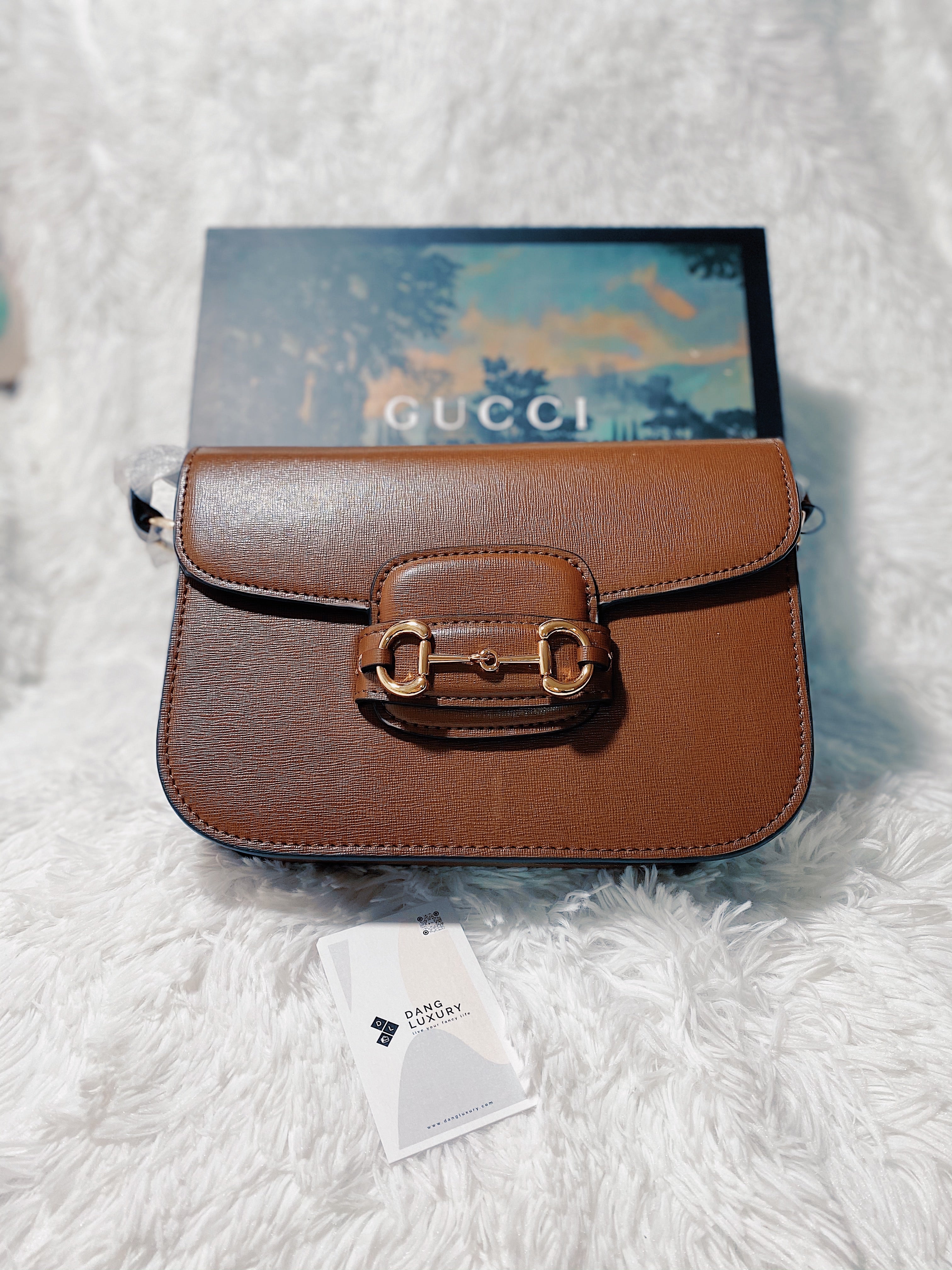 [TOP] GUCCI Horsebit 1955 Bag Textured Leather - Brown