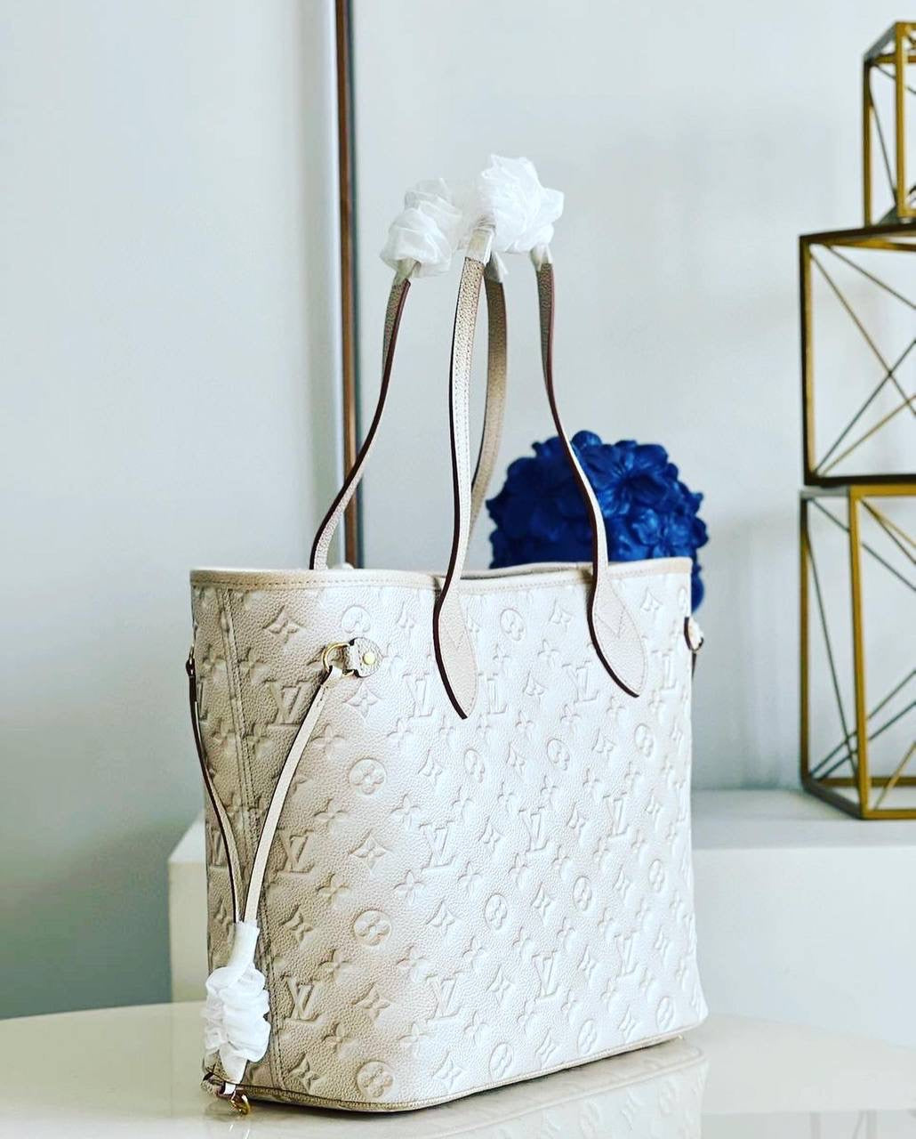 [TOP] Louis Vuitton LV  Neverfull Empreinte MM Bag 32x17x28cm - Beige