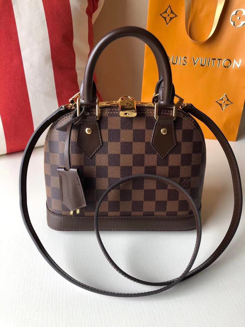 [TOP] Louis Vuitton LV £V Alma BB Damier Ebene 23.5X17.5X11.5cm-Brown
