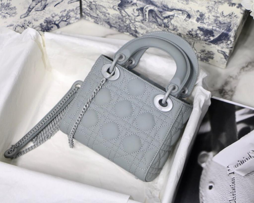 [TOP] Christian Dior Lady Christian Dior Bag Matte Mini - Grey