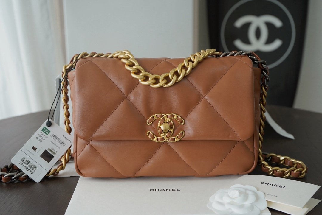 [TOP] CHANEL 19 Bag Small Lambskin 26cm - Caramel