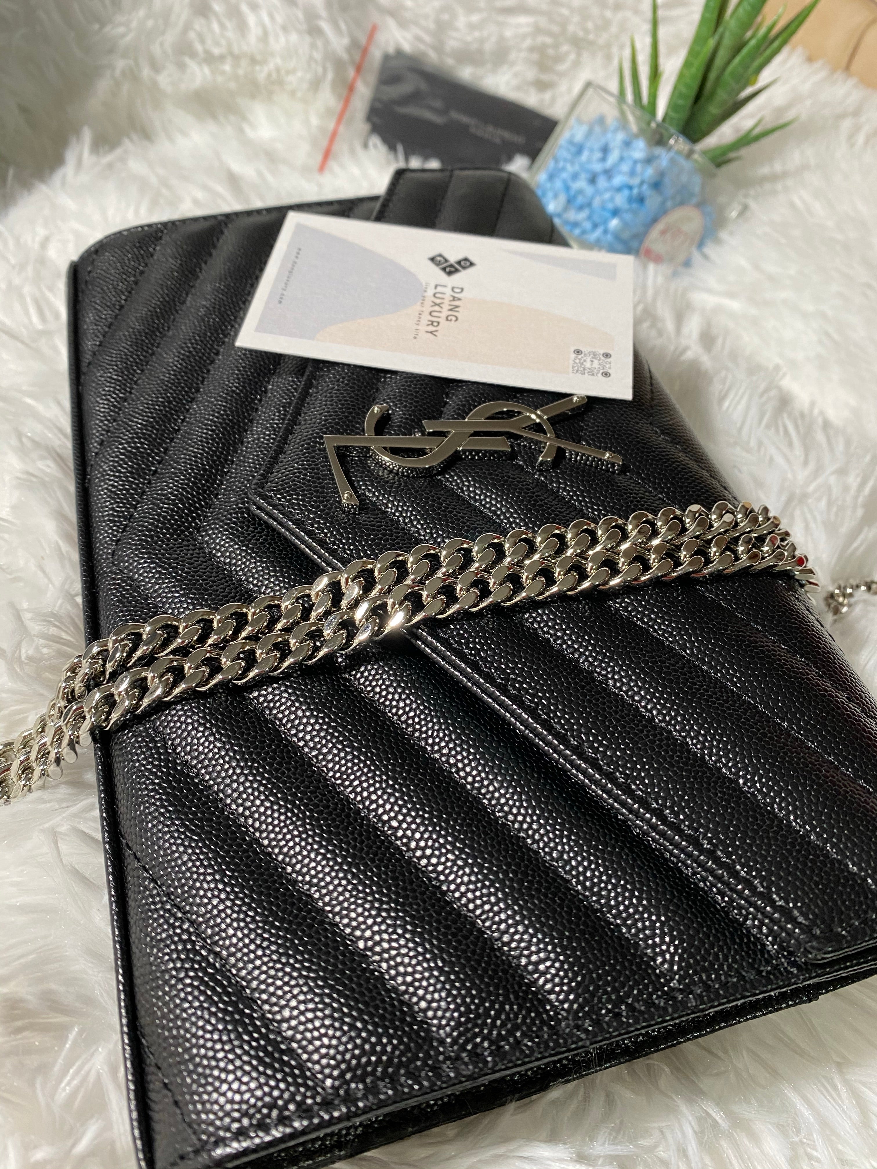 [TOP] Yves Saint Laurent YSL Monogram Matelasse Leather Wallet On Chain - TOP Quality