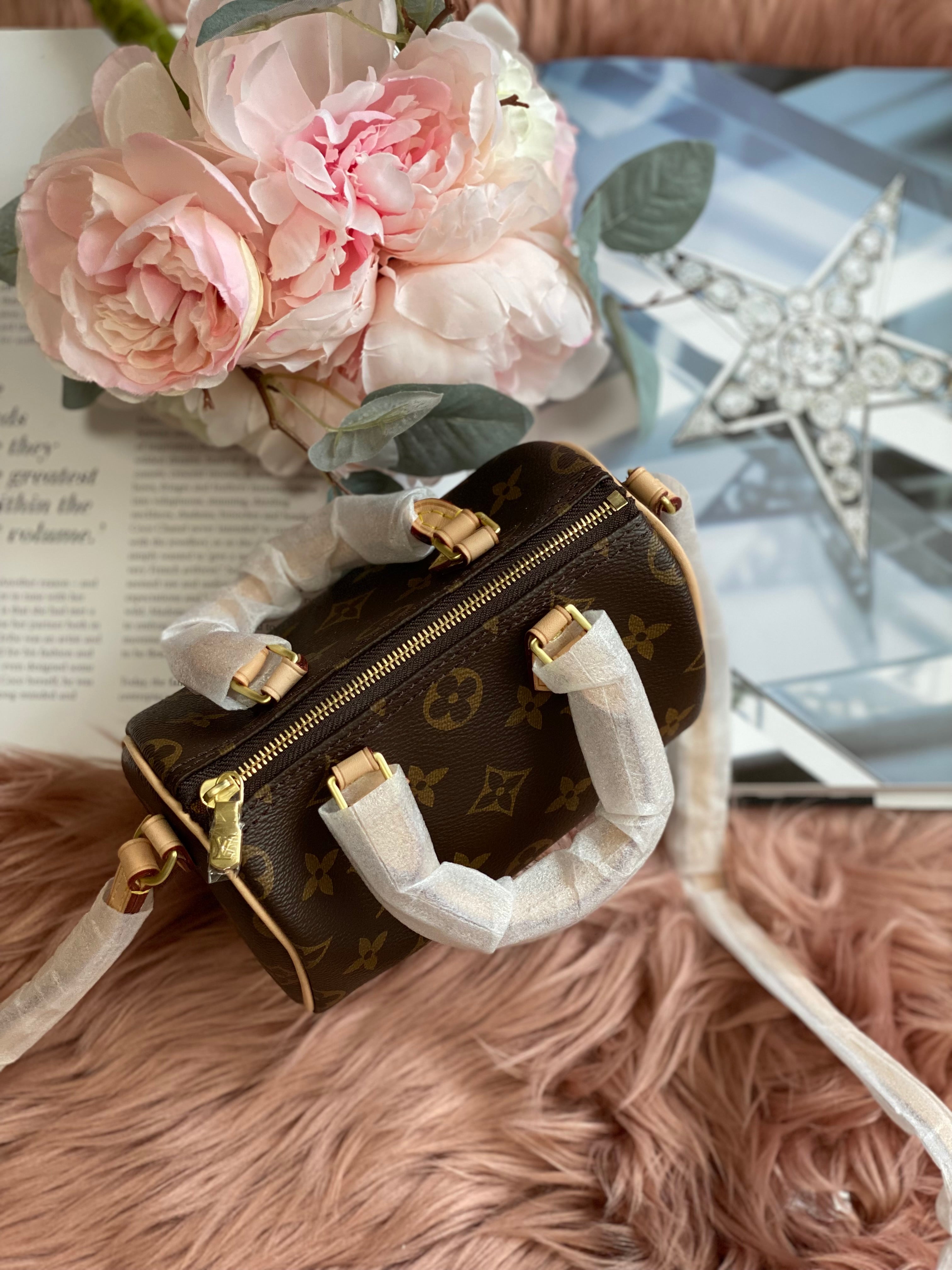 [TOP] Louis Vuitton LV Monogram Speedy Mini Bag 16x12.5x10cm-Brown