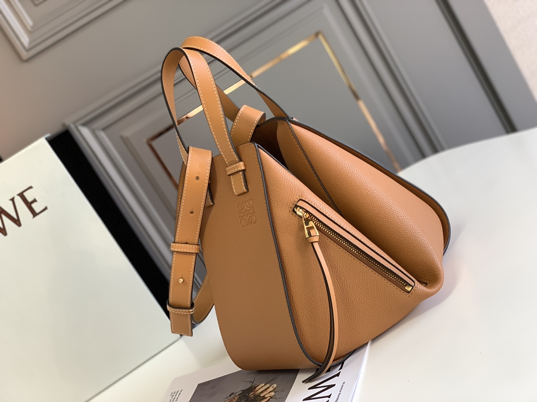 [TOP] LOEWE Calfskin Hammock Bag 20*19*14/29*14*26cm - Brown