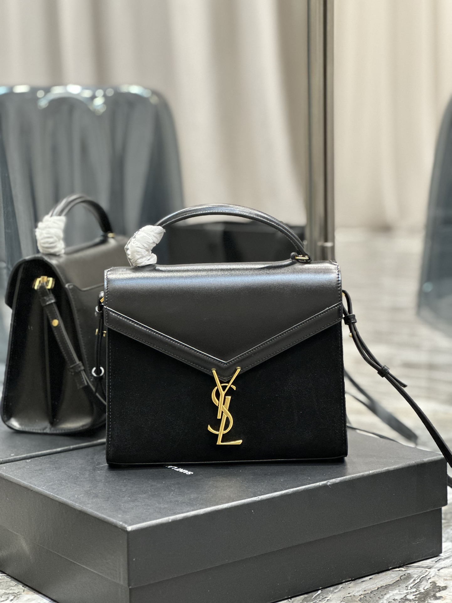 [TOP] Yves Saint Laurent YSL Cassandra Suede Briefcase Bag - GHW - 3 Color