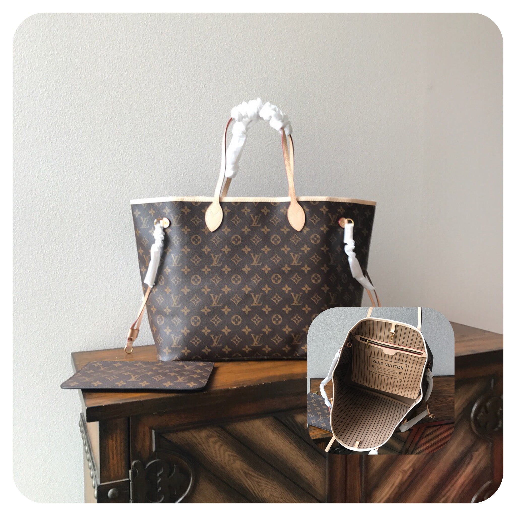 [TOP] Louis Vuitton LV LV Neverfull Monogram MM - Tan