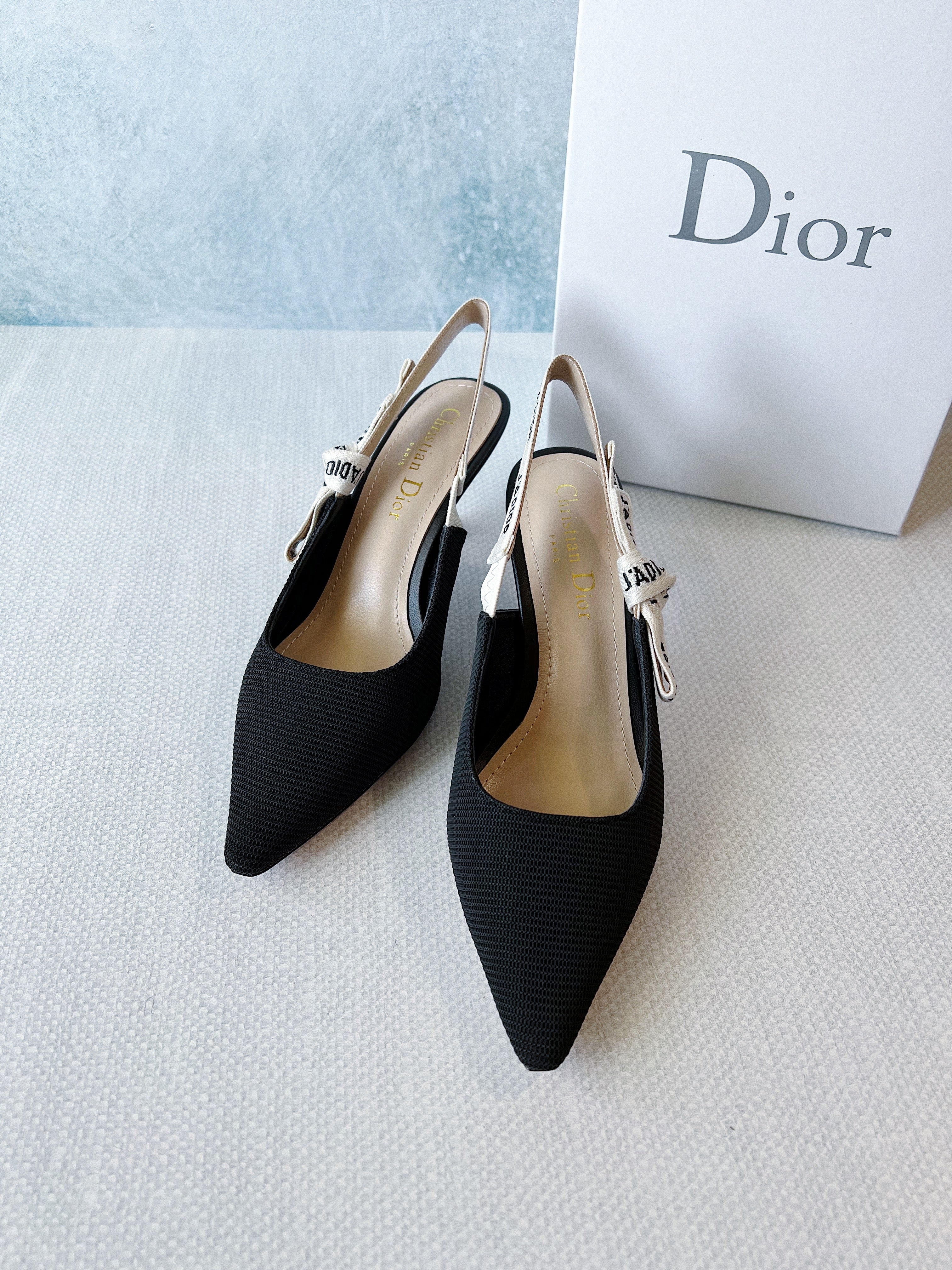 [TOP] Christian Dior Slingback Short Heels - Black