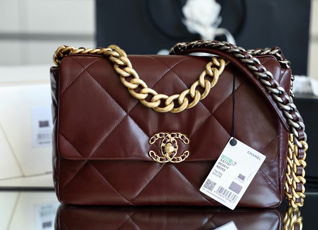 [TOP] CHANEL 19 Bag Medium 30cm - Burgundy