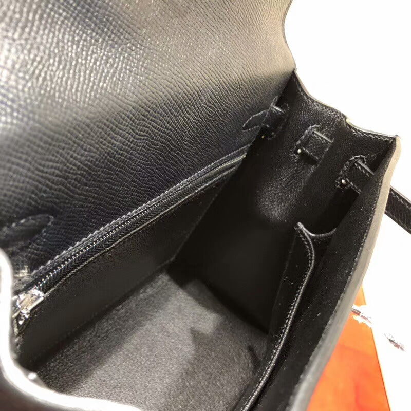 [TOP] HERMES Kelly Epsom Leather 25cm - Black & SHW