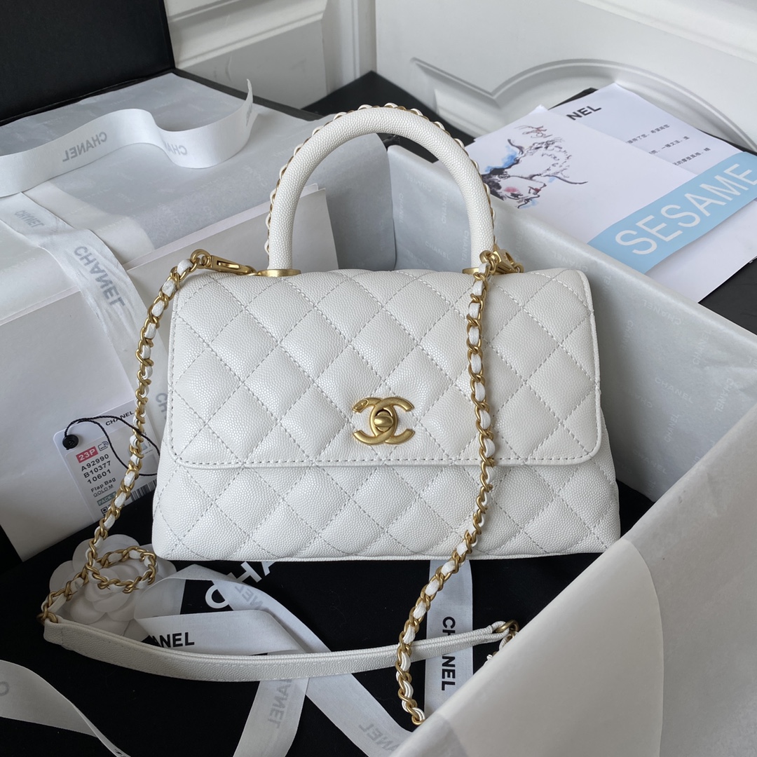 [TOP] CHANEL CoCo Handle Bag 19cm/23cm - GHW - Black/White