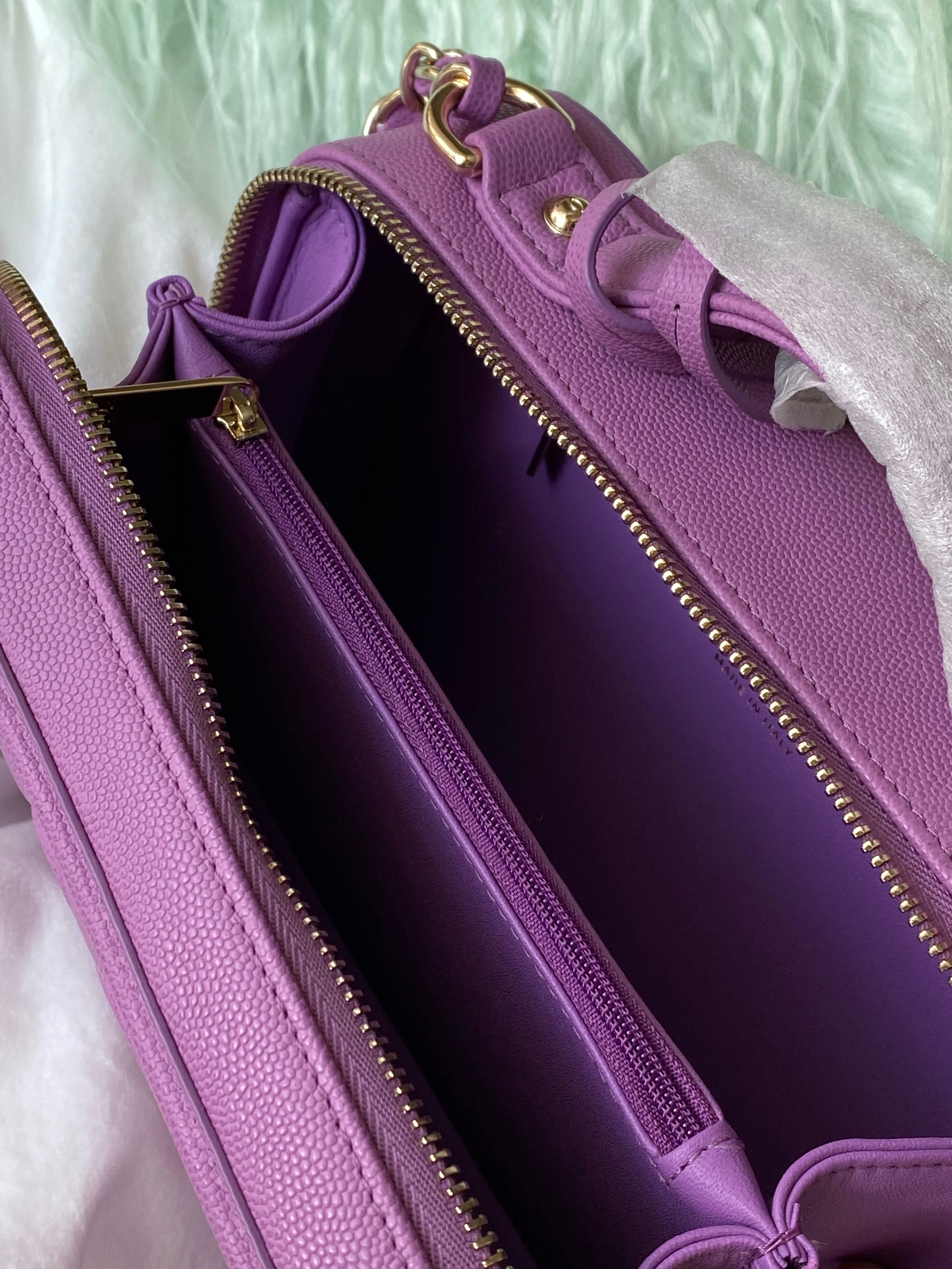 [TOP] CHANEL Vanity Case Caviar Quilted Medium - Purple