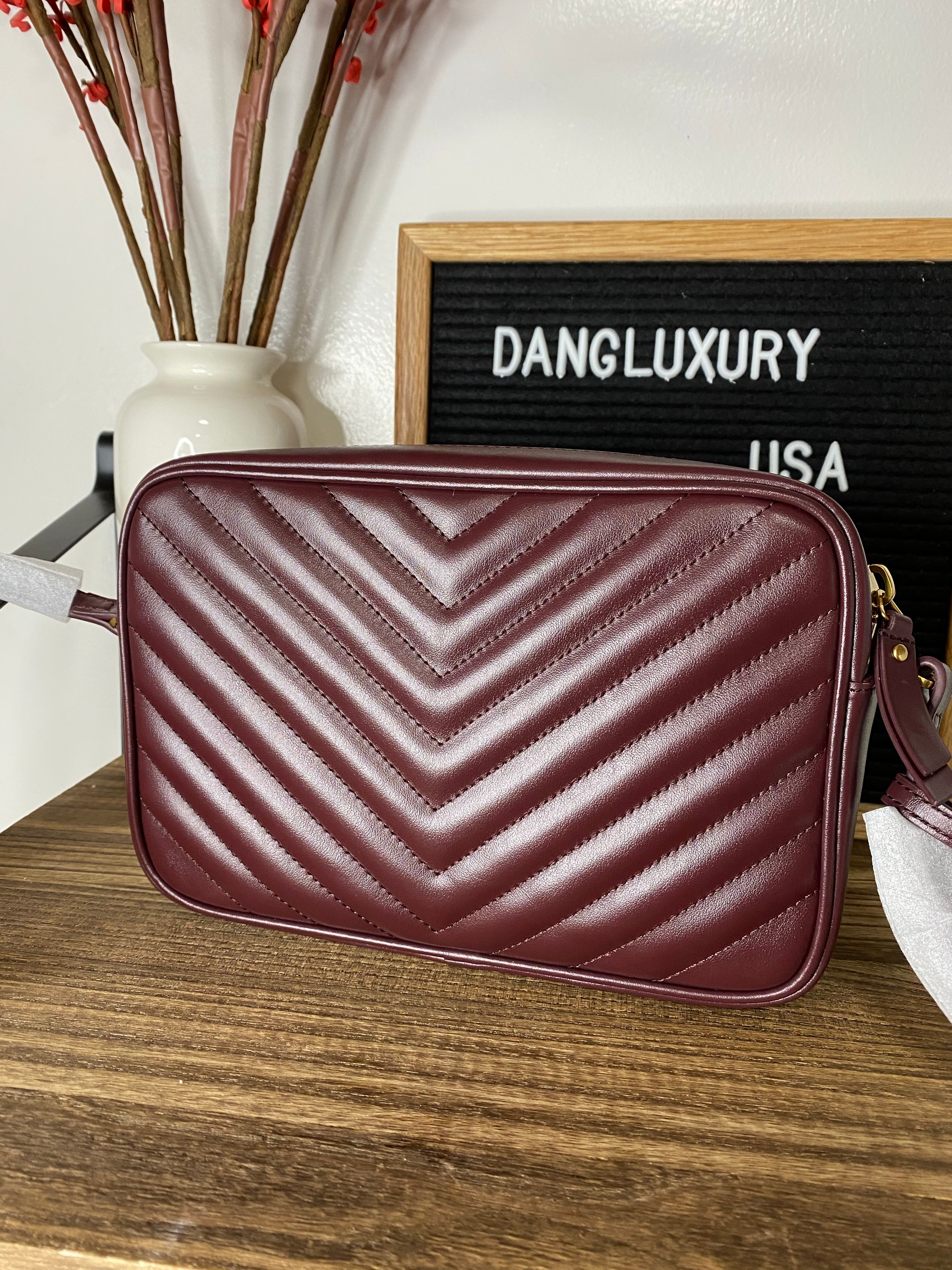 [TOP] Yves Saint Laurent YSL Loulou Camera Bag - Burgundy