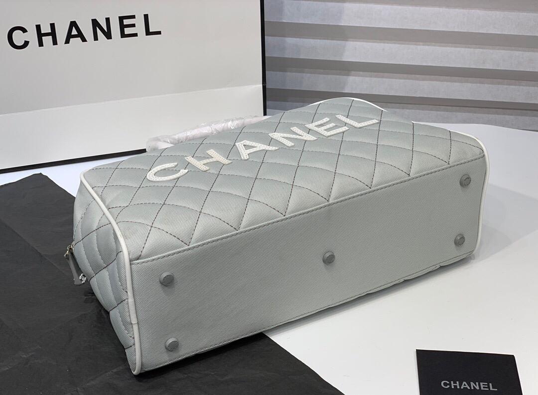 [TOP] CHANEL Canvas Boston Bag - Grey