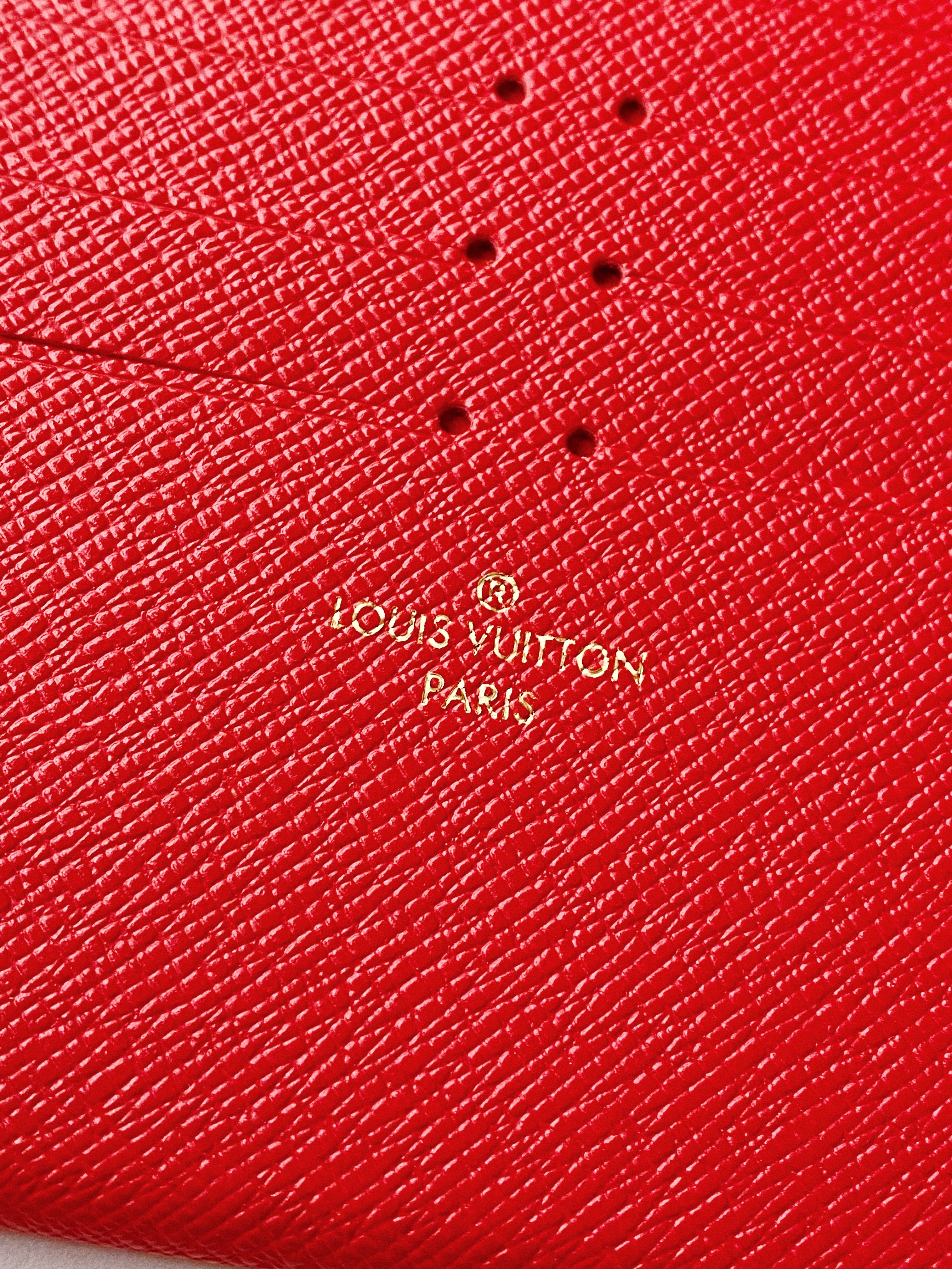 [TOP] Louis Vuitton LV £V Felicie Damier Ebene Bag 21X12X3cm - Red