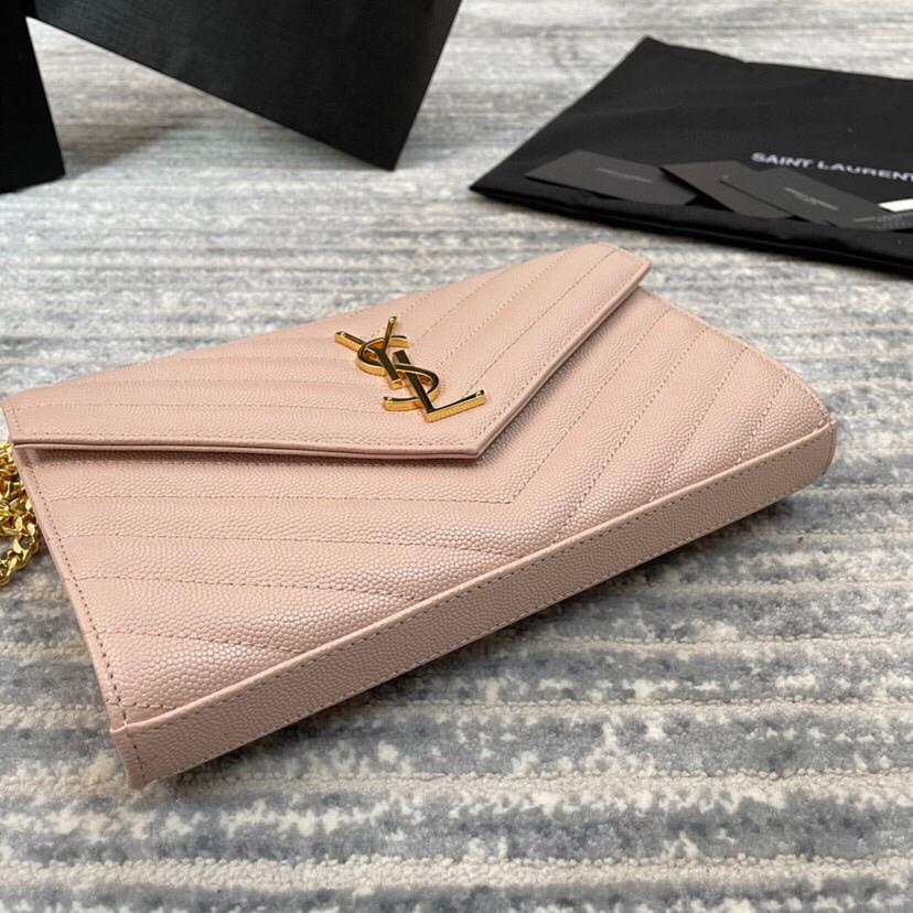 [TOP] Yves Saint Laurent YSL WOC Grainy Leather - Pink w GHW