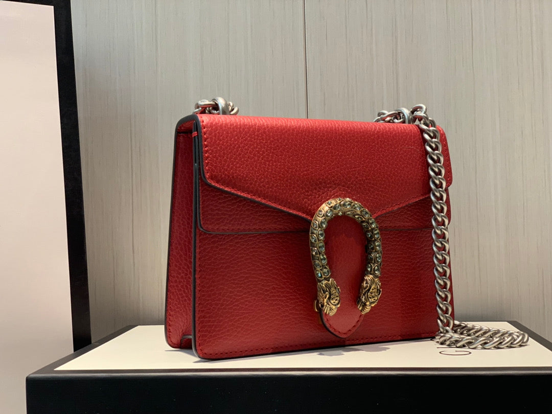 [TOP] GUCCI G*G Dionysus Stones Logo Bag Small 28cm - Red