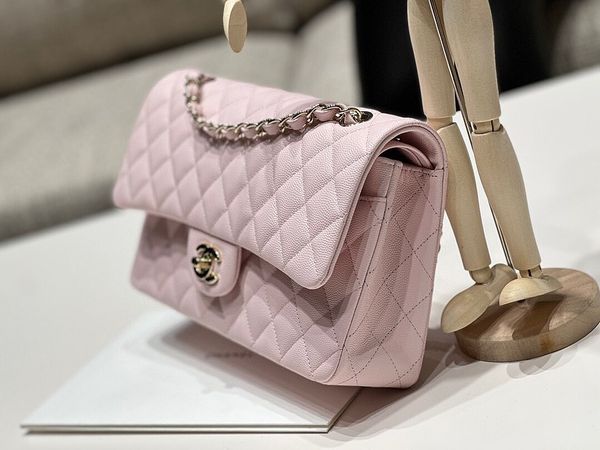 [TOP] CHANEL Classic Flap Bag Caviar Medium 25.5cm – Light Pink & GHW