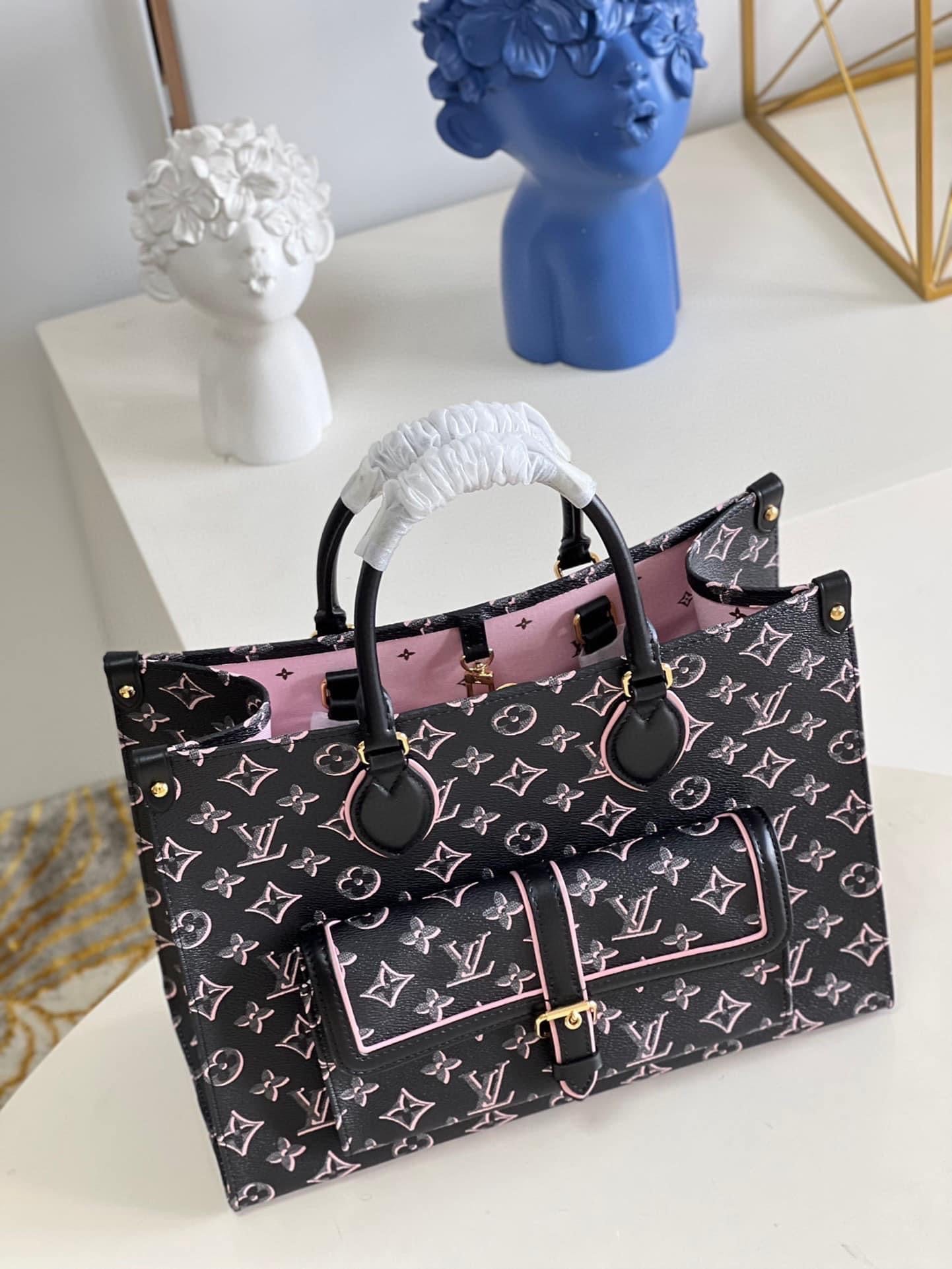 [TOP] Louis Vuitton LV  On The Go Retro MM Bag 35x27x14cm - Black