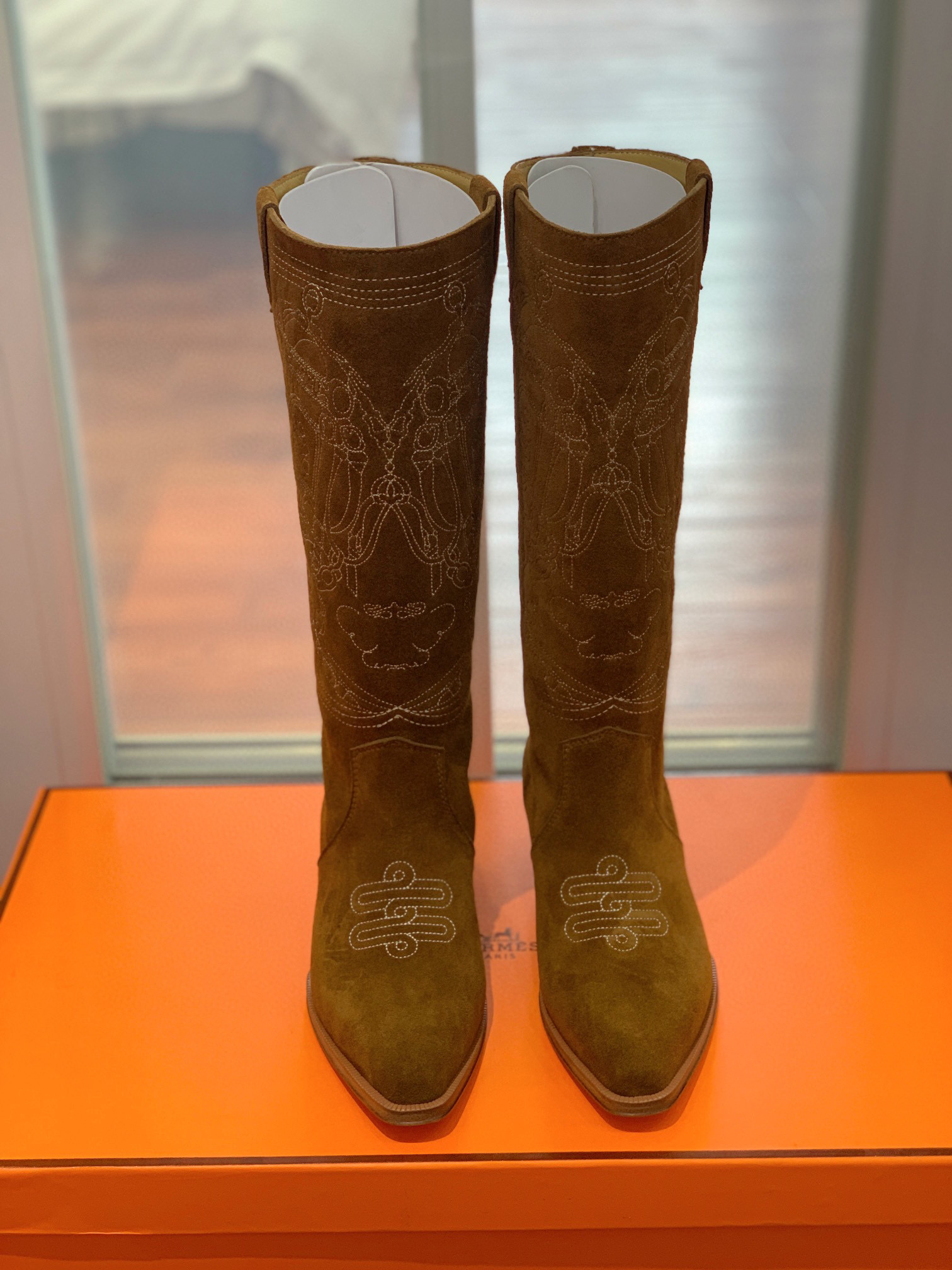 [TOP] HERMES Cow Boy Boots - Brown/Black/Black Suede