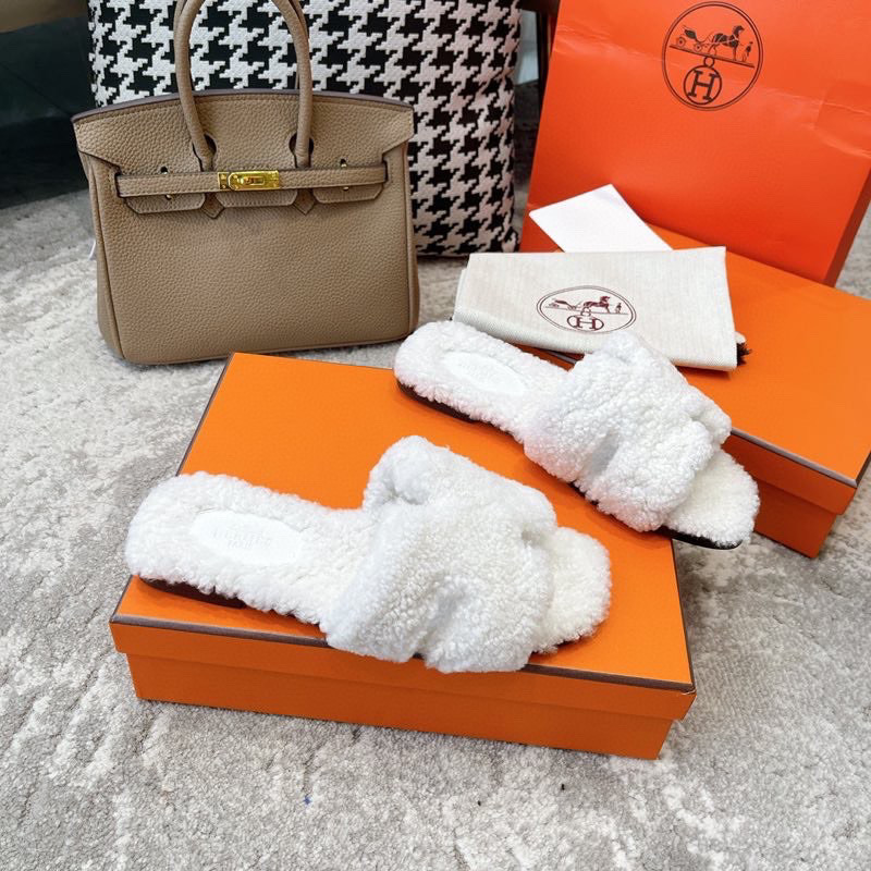[TOP] HERMES Oran Shearling Sandals - Collection