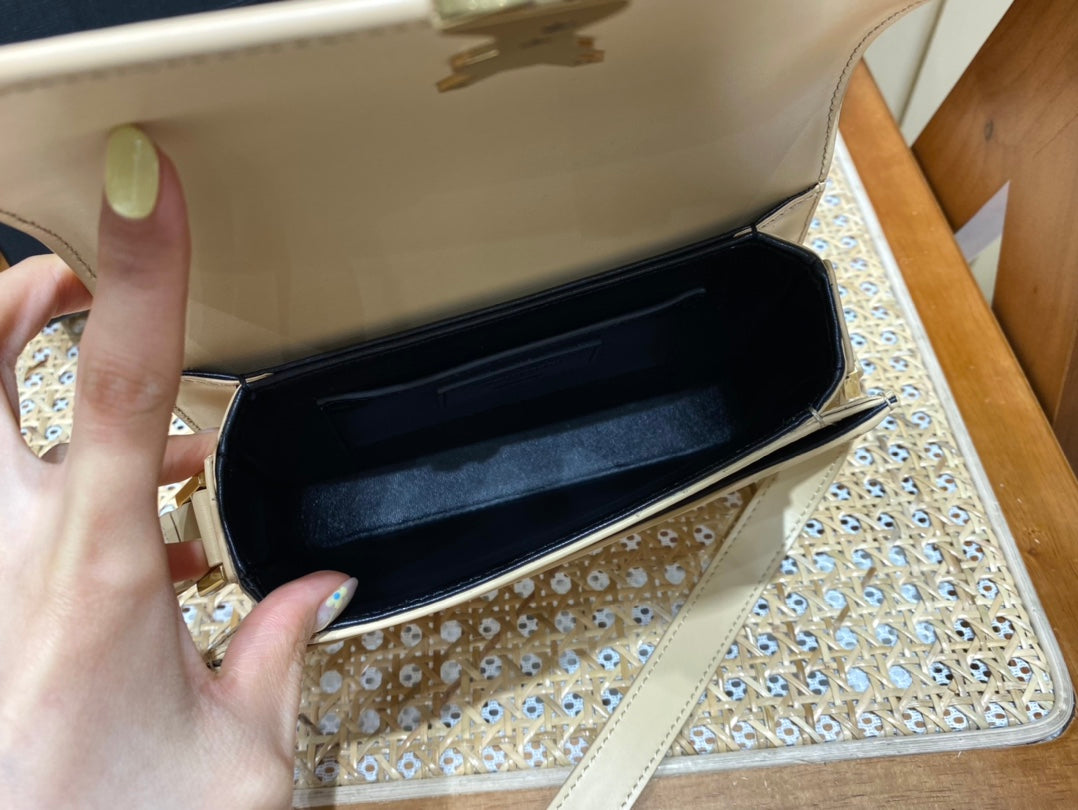 [TOP] Yves Saint Laurent YSL Solferino Small Shoulder Bag - Beige