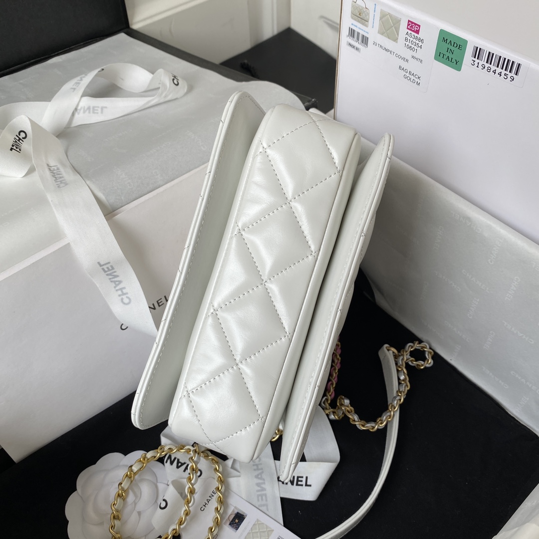 [TOP] CHANEL Mini CoCo Handle Bag 20X14X7.5cm - White & GHW