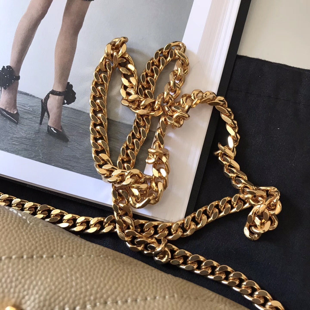 [TOP] Yves Saint Laurent YSL YSL Wallet On Chain - BEIGE
