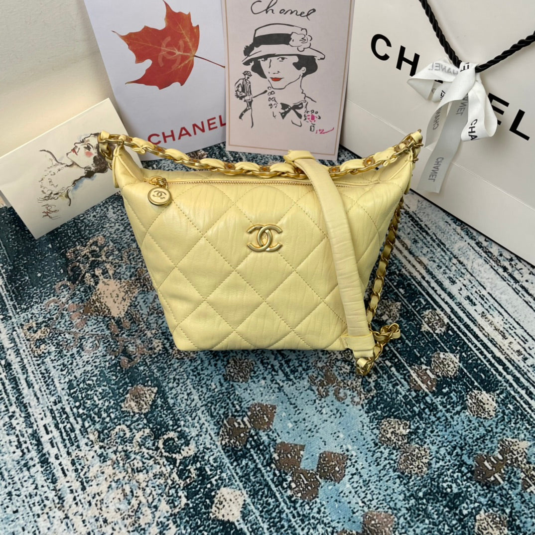 [TOP] CHANEL Hobo Bag Small - Yellow