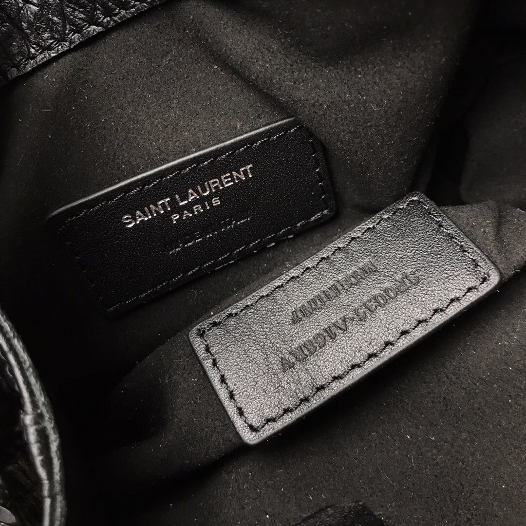 [TOP] Yves Saint Laurent YSL Croco Small Bucket Bag - Black