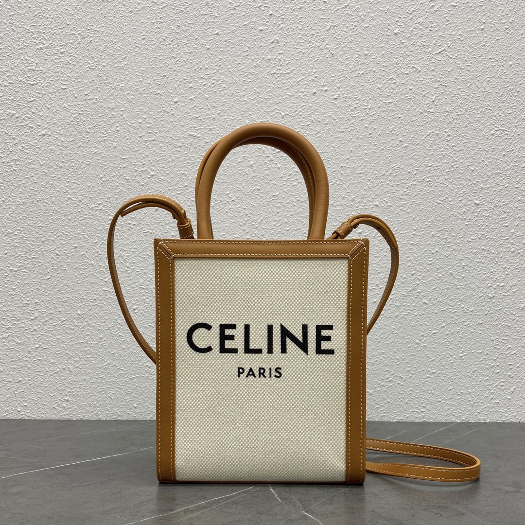 [TOP] CELINE Triomphe Tote Mini 17-20-6 - Burlap White