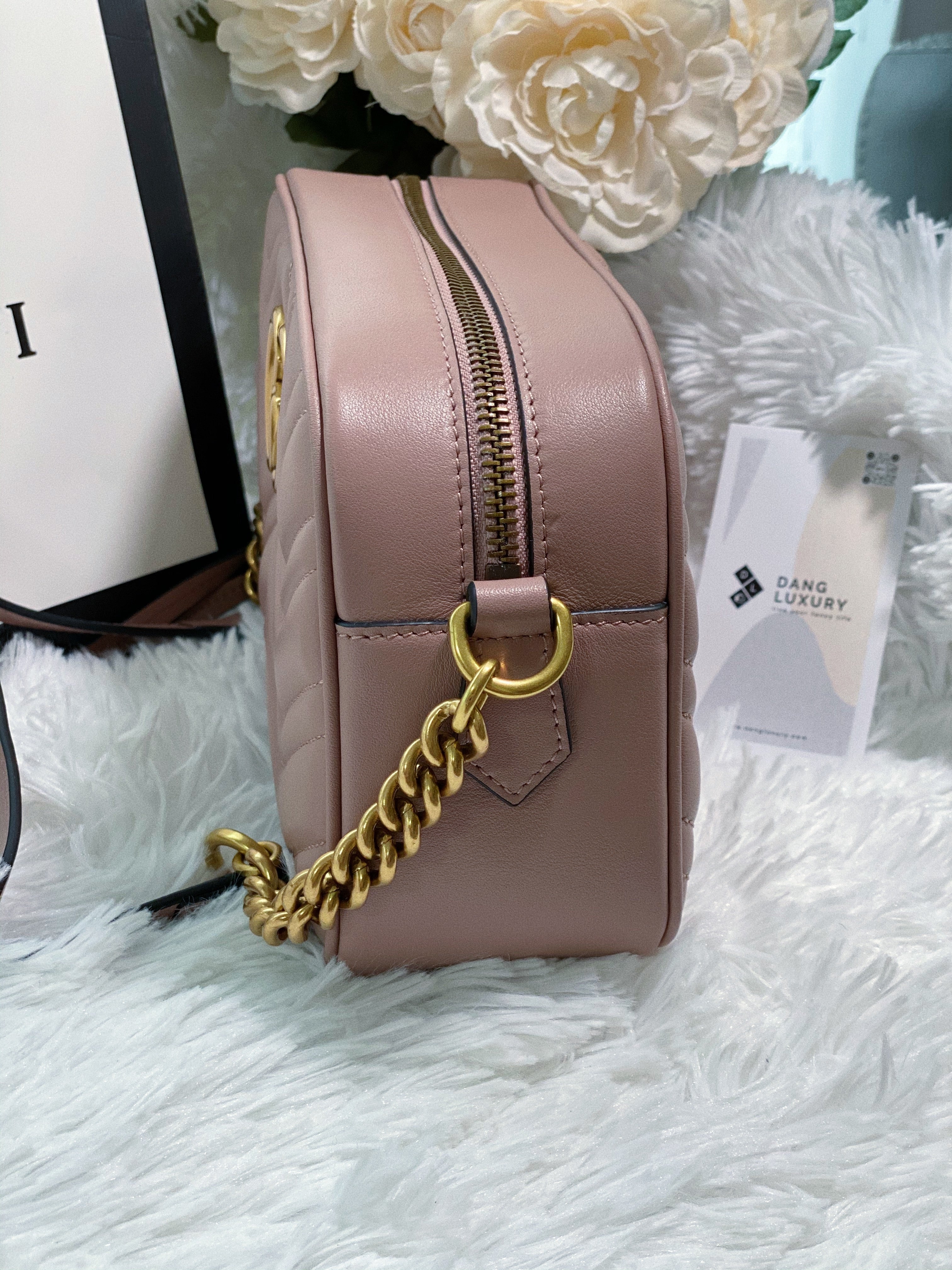 [TOP] GUCCI GG Marmont Bag Matelasse Small 26*15*7 - Dusty Pink