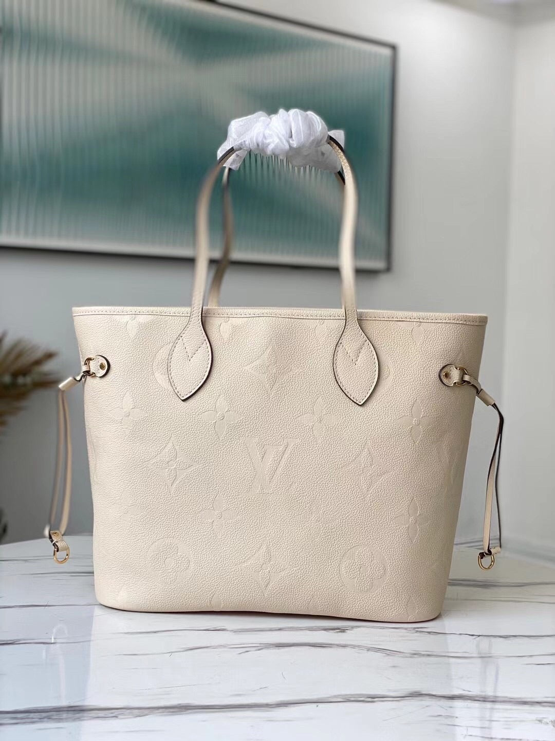 [TOP] Louis Vuitton LV L.V Neverfull MM Empreinte - Beige