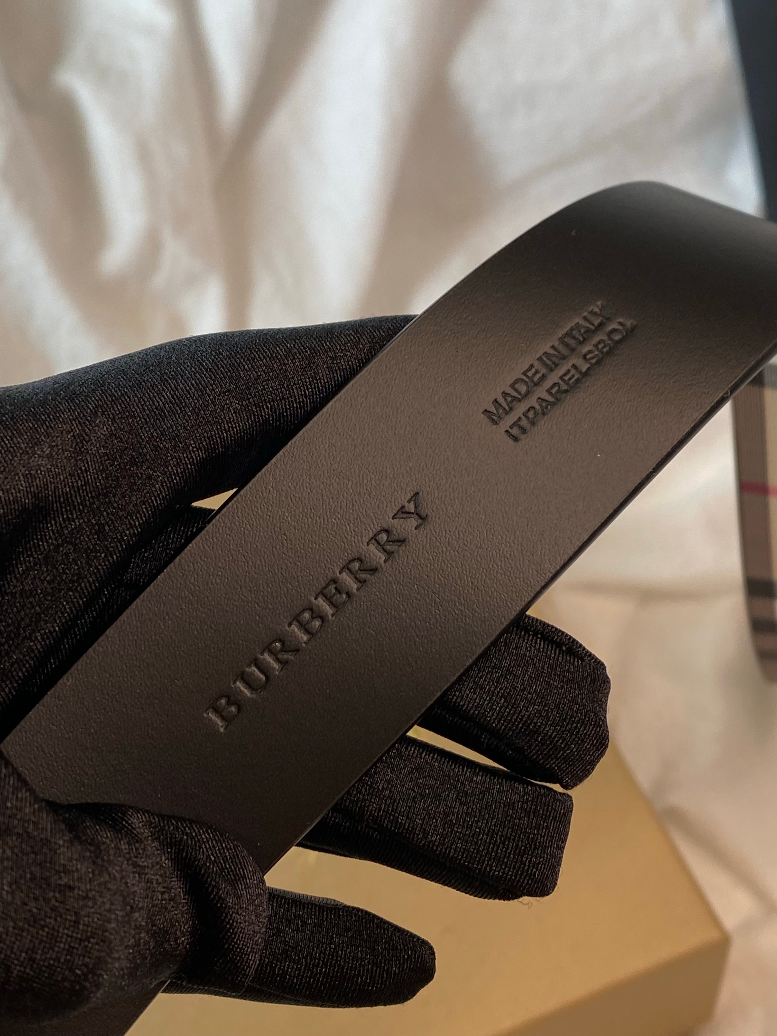 T0ry Burch Check Leather Trim Belt - Black