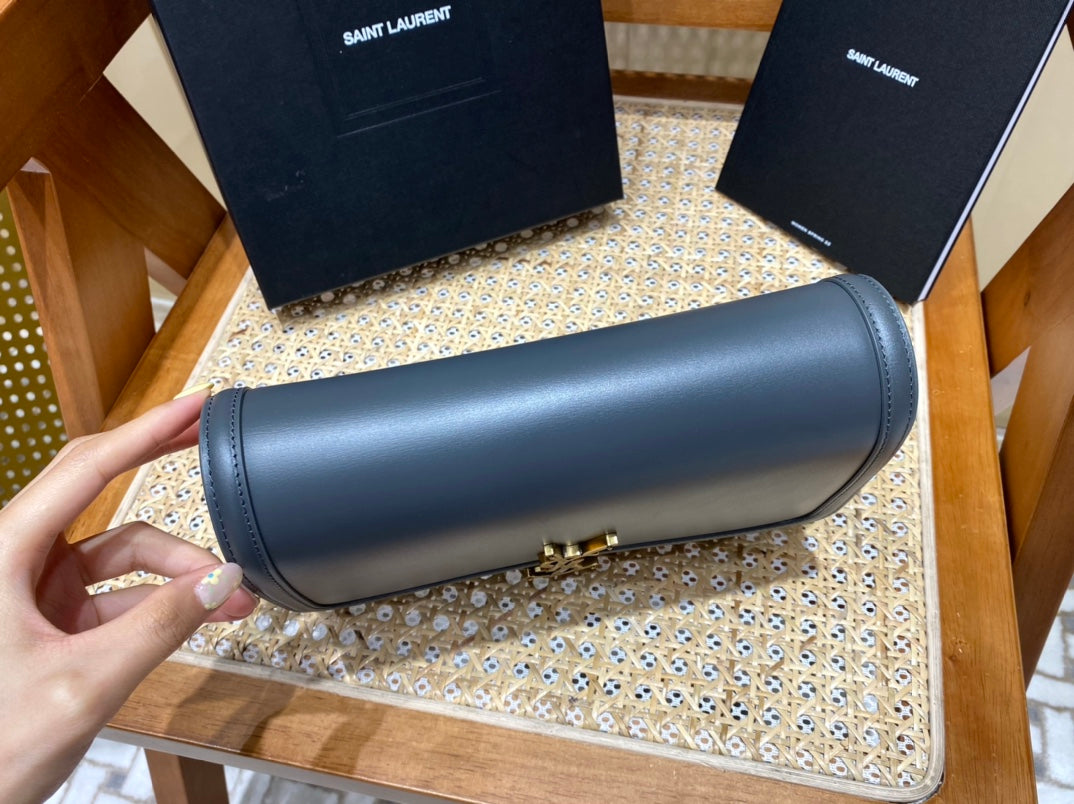 [TOP] Yves Saint Laurent YSL Solferino Medium Box Bag - Dark Grey