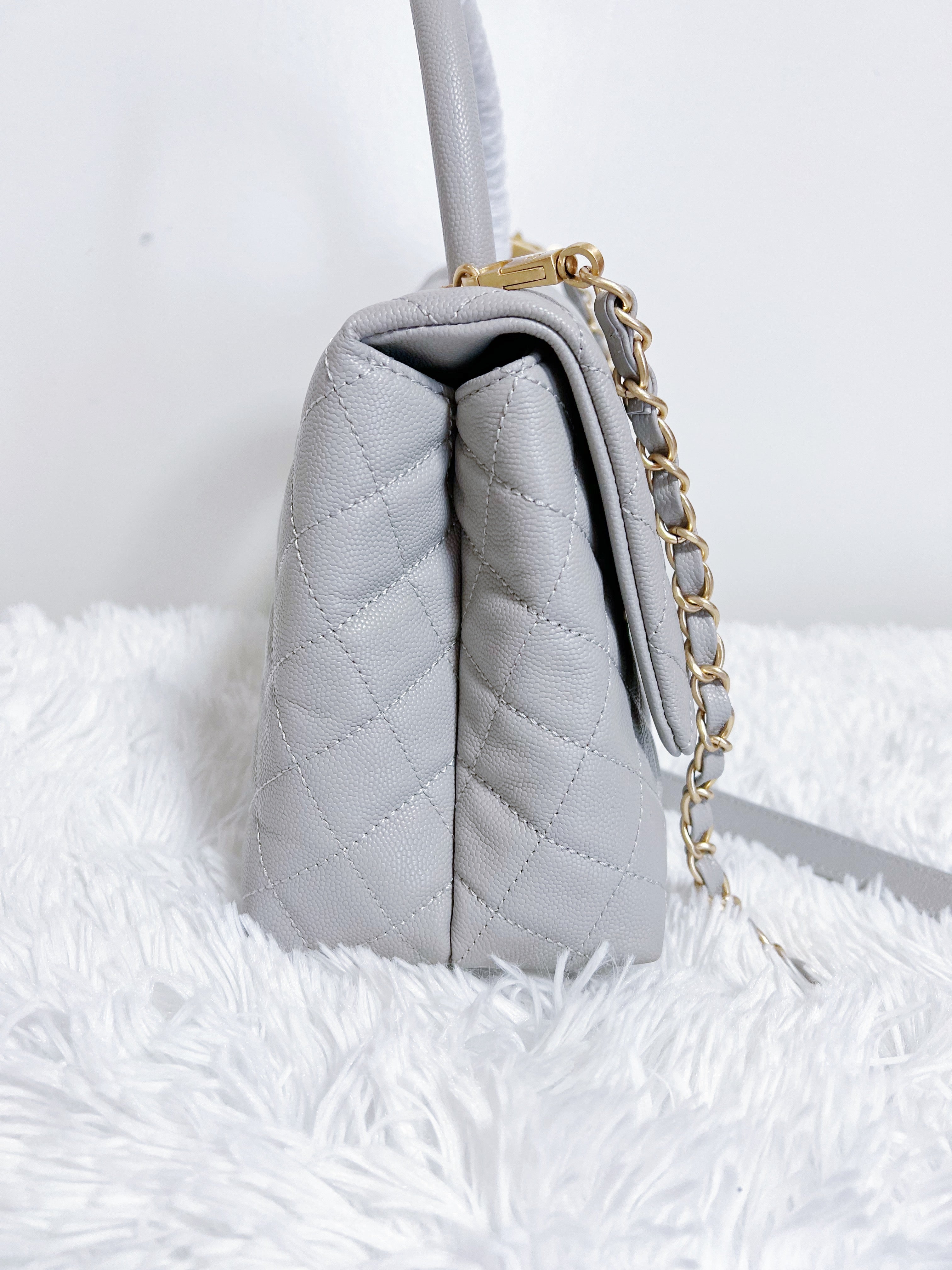[TOP] Chanel Top Handle Medium Bag 18x29X12CM - Grey & GHW