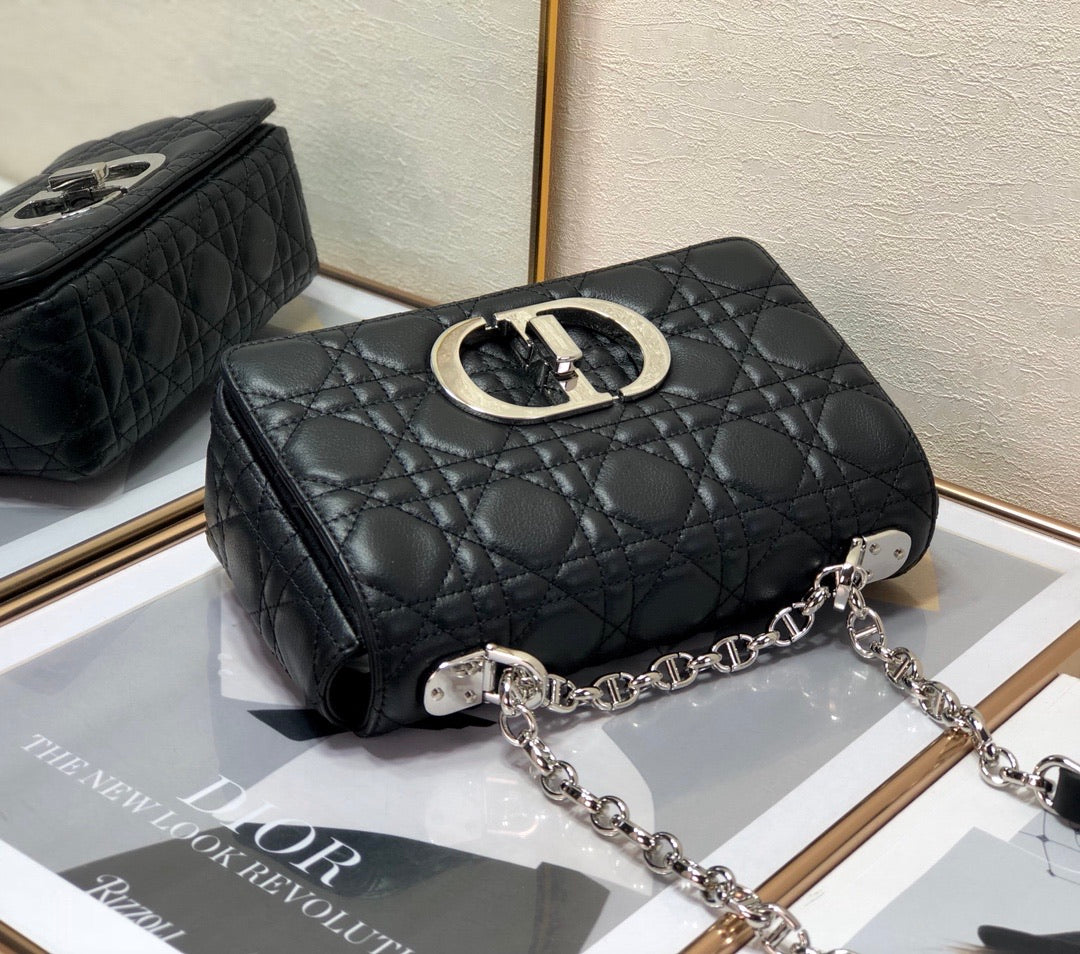 [TOP] Christian Dior Caro Bag Small - Black and Silver