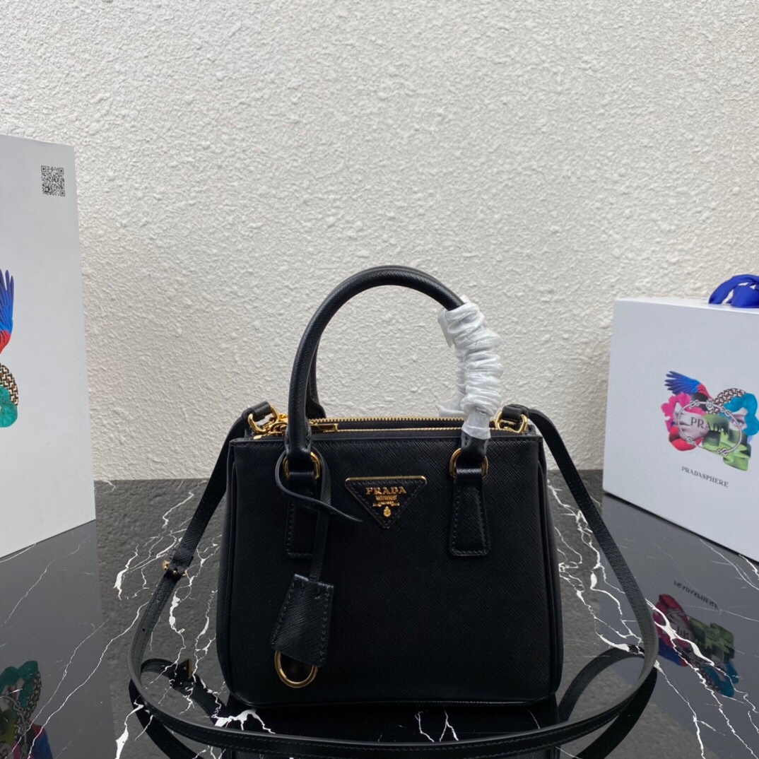[TOP] PRADA Galleria Mini Saffiano Bag 20x15x9.5cm - Black