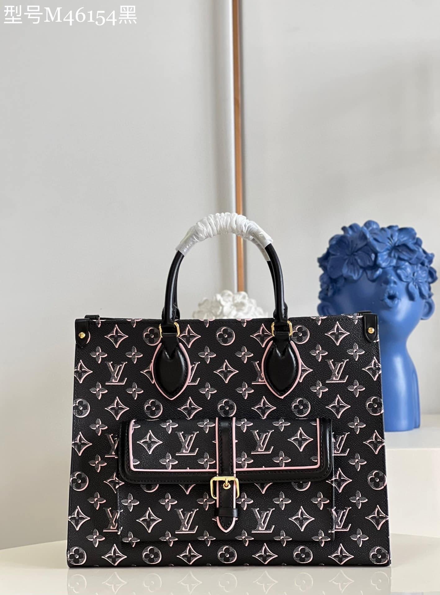 [TOP] Louis Vuitton LV  On The Go Retro MM Bag 35x27x14cm - Black