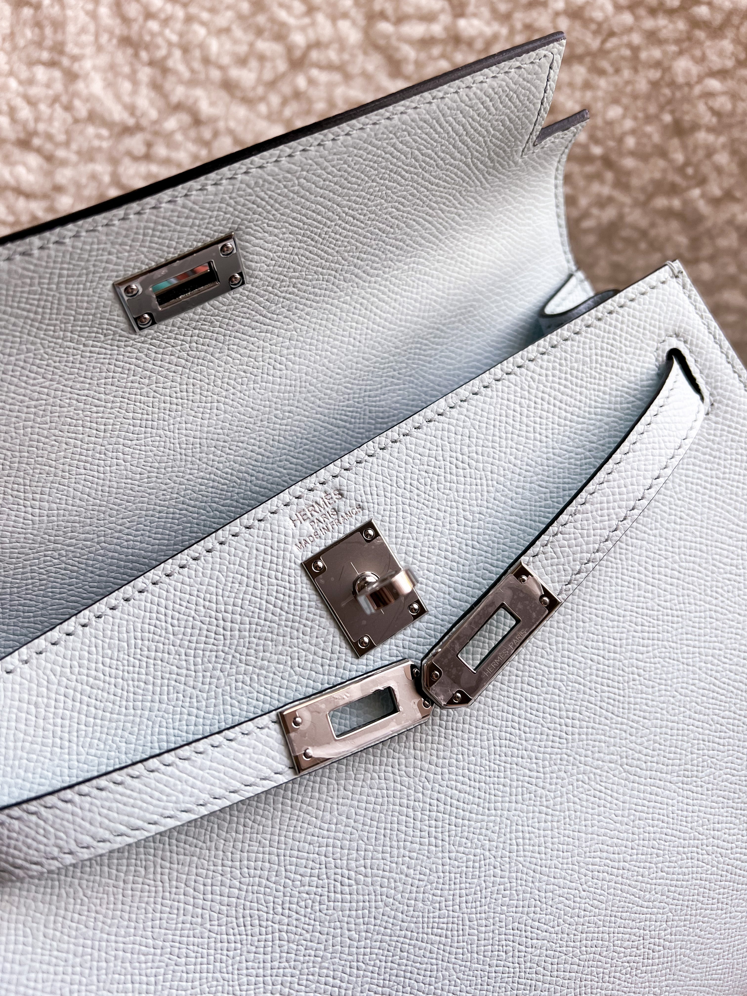 [TOP] HERMES Kelly Epsom Leather 25cm - Blue Brume SHW