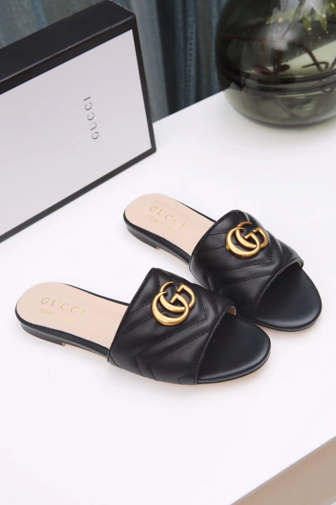 [TOP] GUCCI Marmont Slide - Black