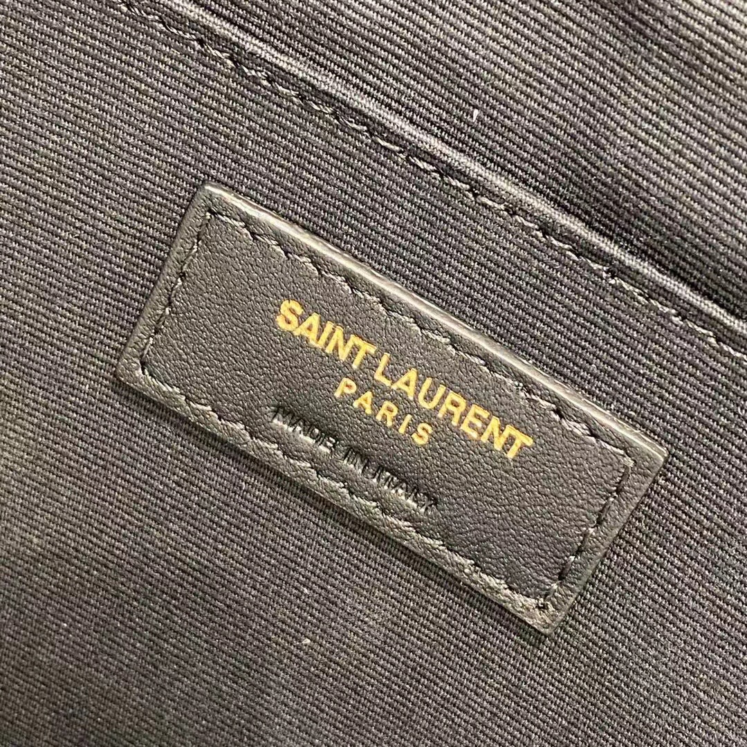 [TOP] Yves Saint Laurent YSL Cassander Matelasse A5 Pouch in Grain DE Pouder Embossed  Leather