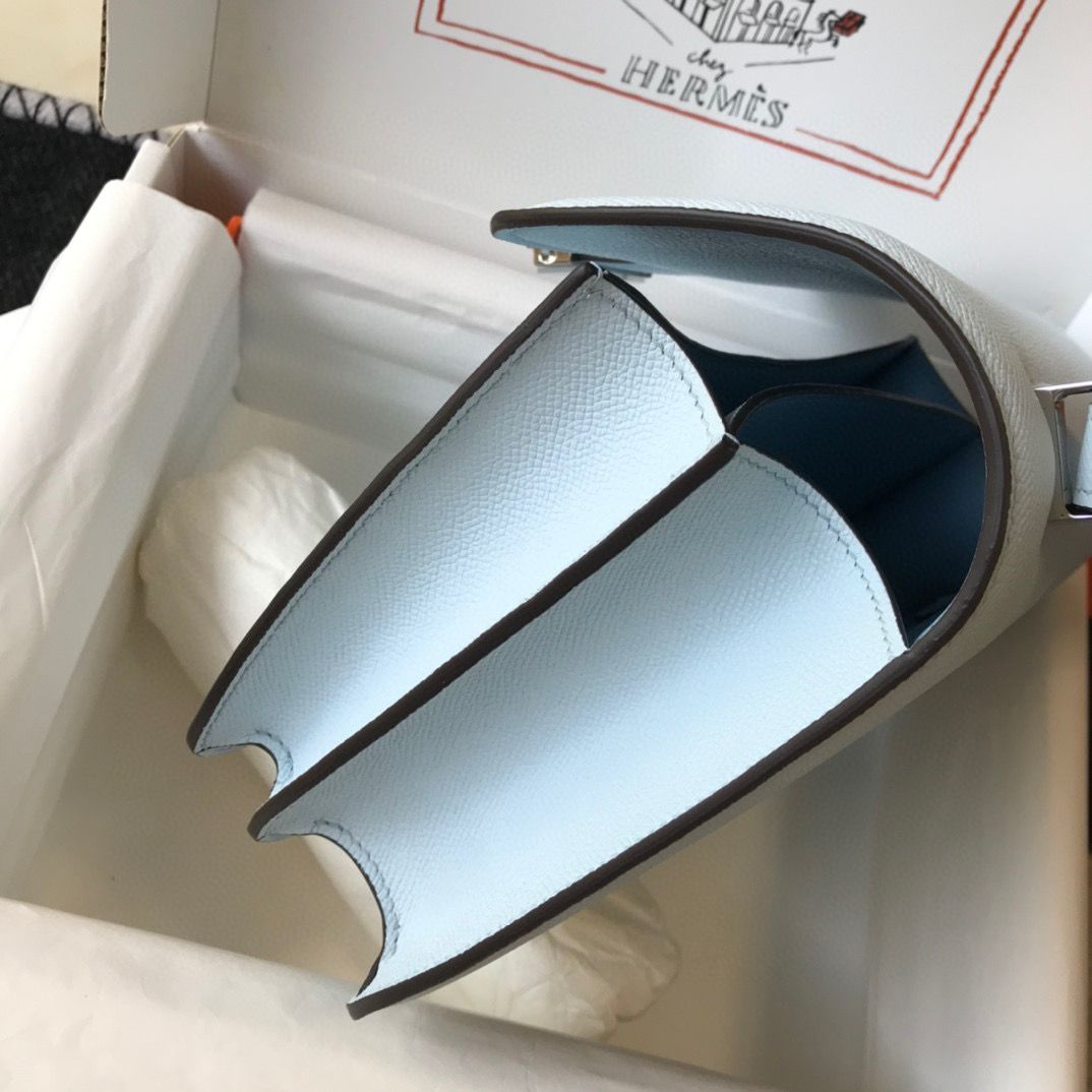 [TOP] HERMES Constance Bag 24cm - Light Blue & SHW