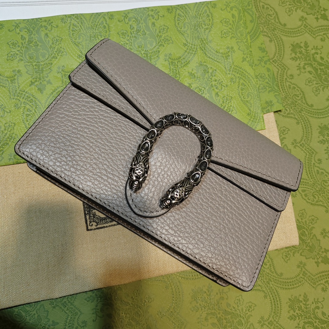 [TOP] GUCCI Dionysus Small Shoulder Bag 16.5x10x4cm - Black & Grey & White-SHW