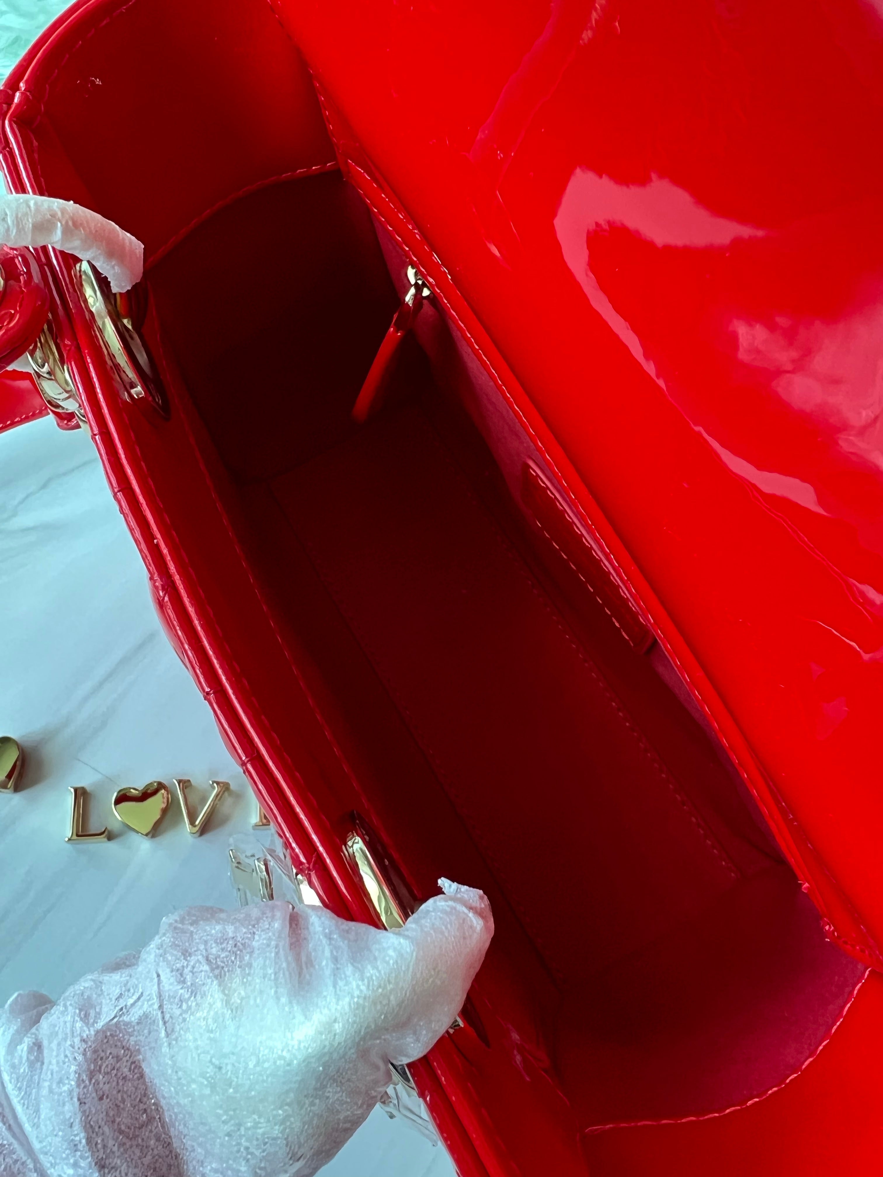 [Top] Christian Dior Lady Christian Dior Bag Patent ABC Small - Red Cherry