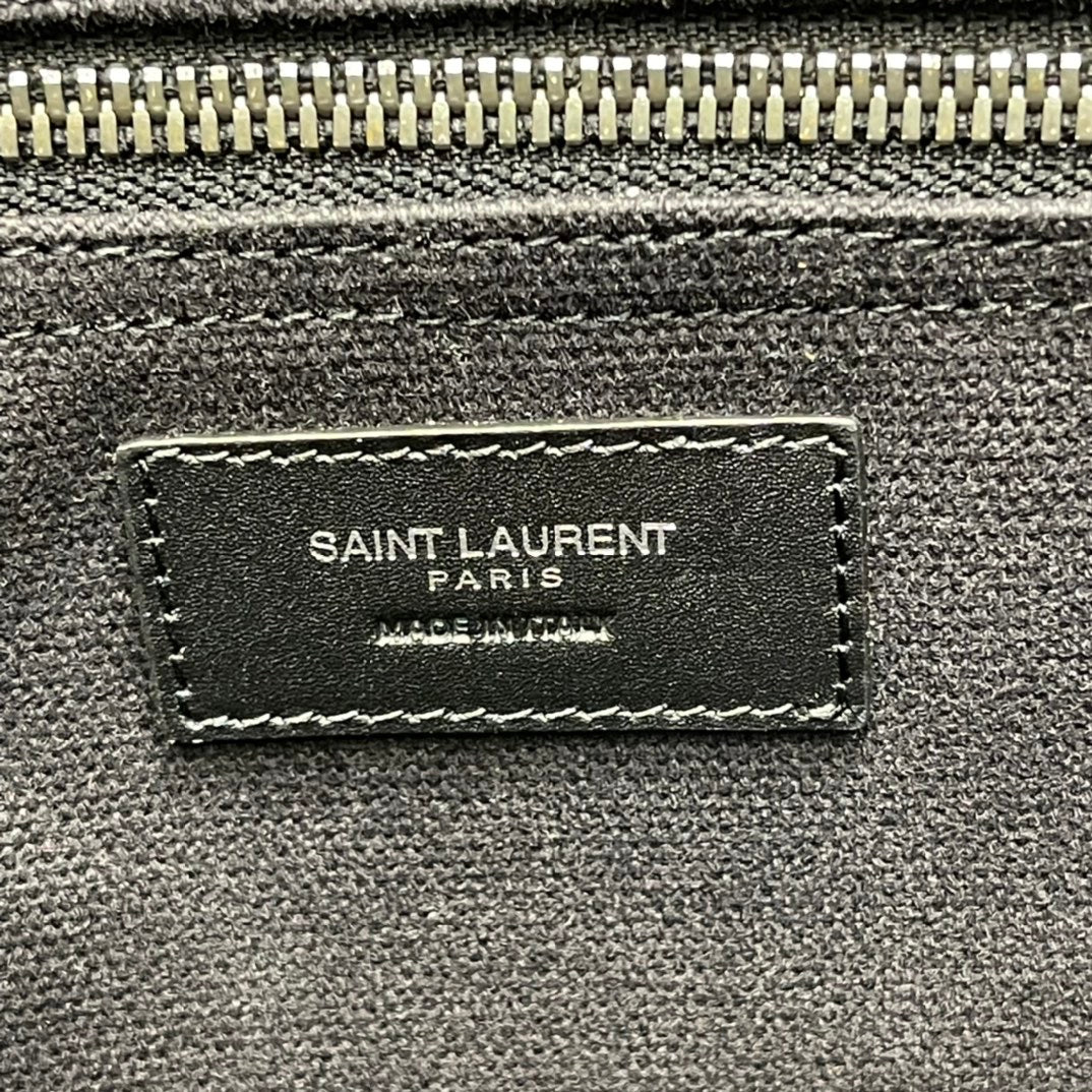 [TOP] Yves Saint Laurent YSL Rive Gauche Straw Tote Bag - Black
